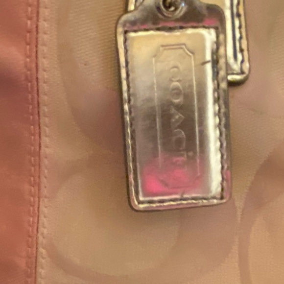 COACH ERGO SIGNATURE TOTE BAG PINK SILVER CANVAS TOTEBAG - Picture 10 of 15